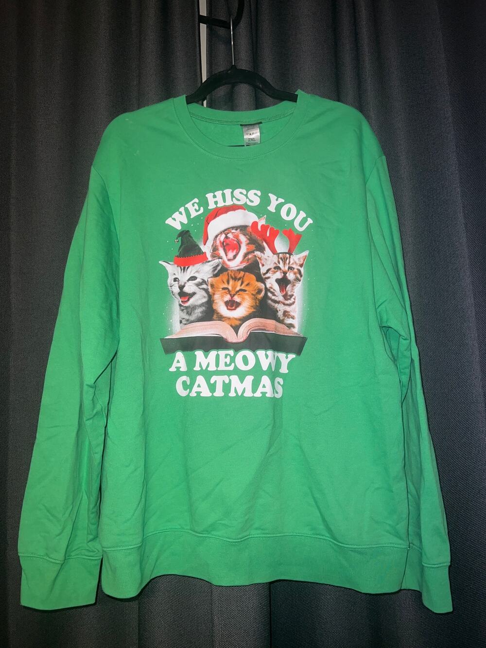 Ugly Christmas Sweater Xmas Sweatshirt Crewneck Size 2XL Cat